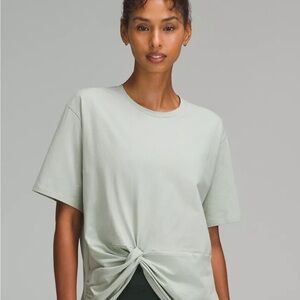 Lululemon Light Sage Green Twist Knot Short Sleeve Cotton Oversized T-shirt